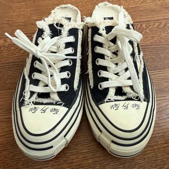 XVessel G.O.P Levels Glows Black White Slip On Sneakers Shoes Distressed M 5 W 7 - Picture 2 of 9